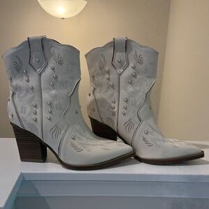 Altar'd State Cream Heeled Western Boots